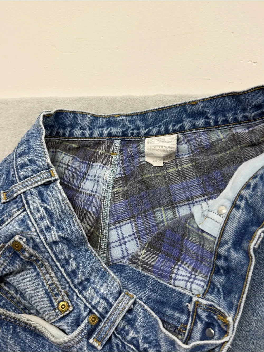 Vintage 90s Carhartt Flannel Lined Jeans Mens 35x28 Blue Dark Wash B21 DST